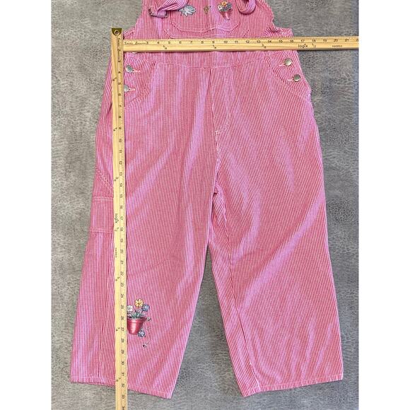 Vintage Haiks Red Embroidered Gingham Overalls - Picture 6 of 8